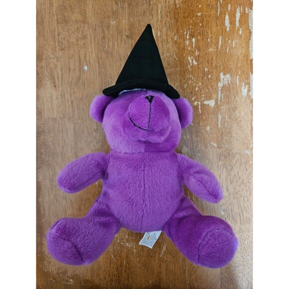 Purple Halloween Bear with Witch Hat Squeaker Inside - Picture 3 of 5